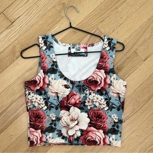 Hawaiian Floral Print Crop Top
